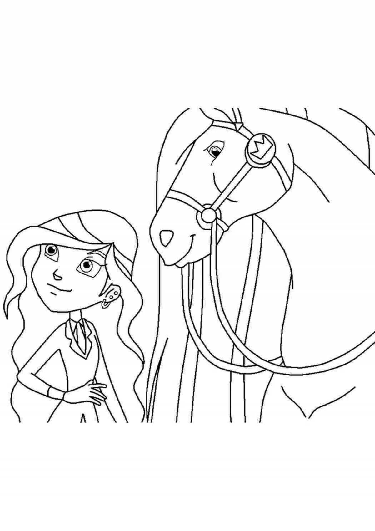 Photo Adorable cartoon horse coloring book