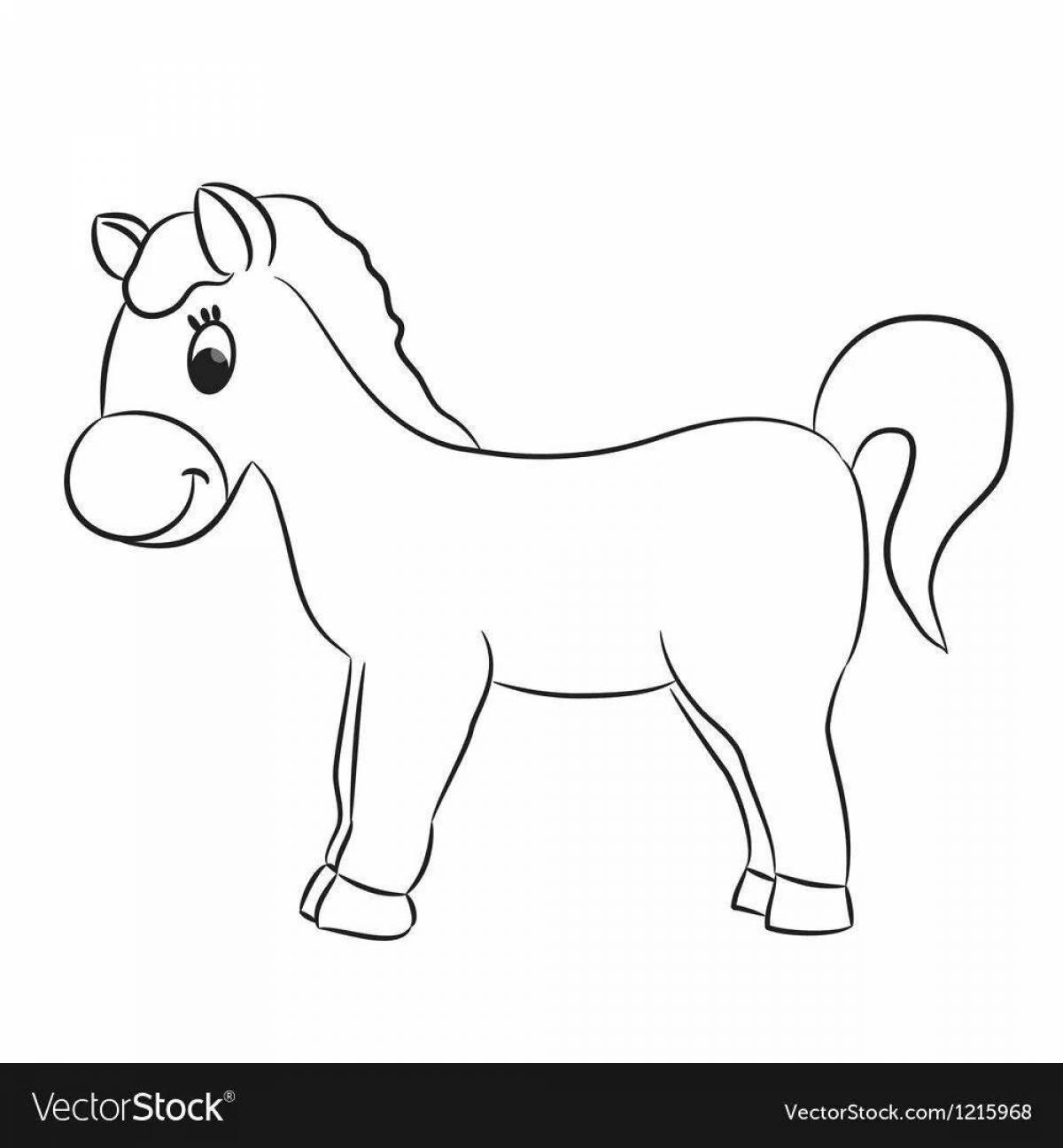 Coloring book joyful cartoon horse