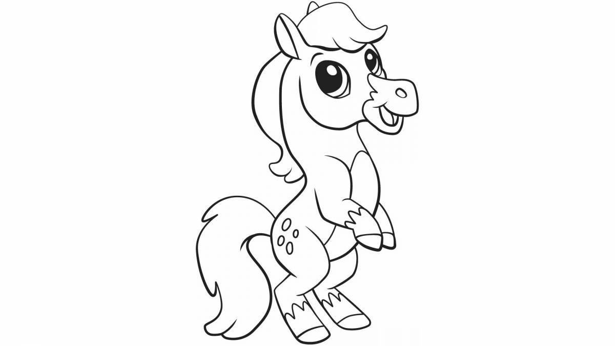 Photo Cute cartoon horse coloring book