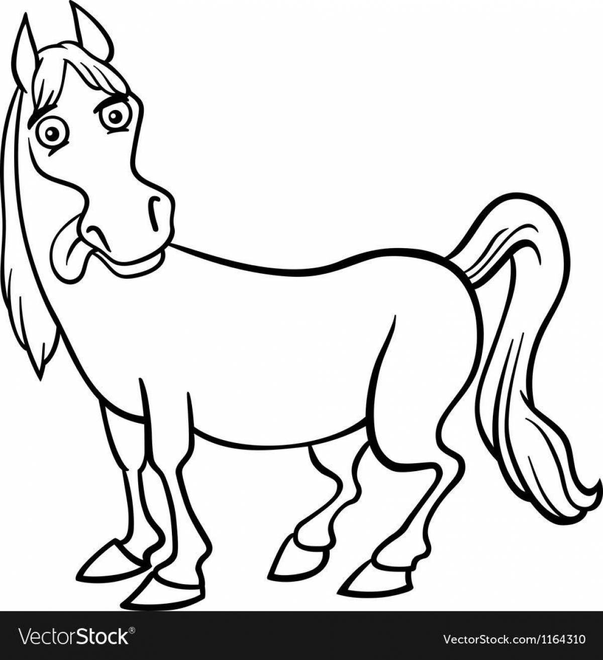 Coloring page adorable cartoon horse