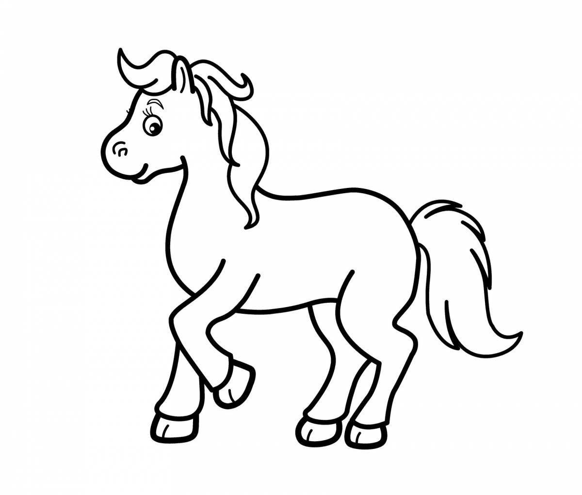 Coloring page graceful cartoon horse