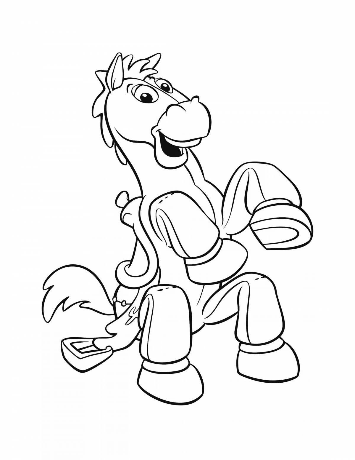Animated cartoon horse coloring page