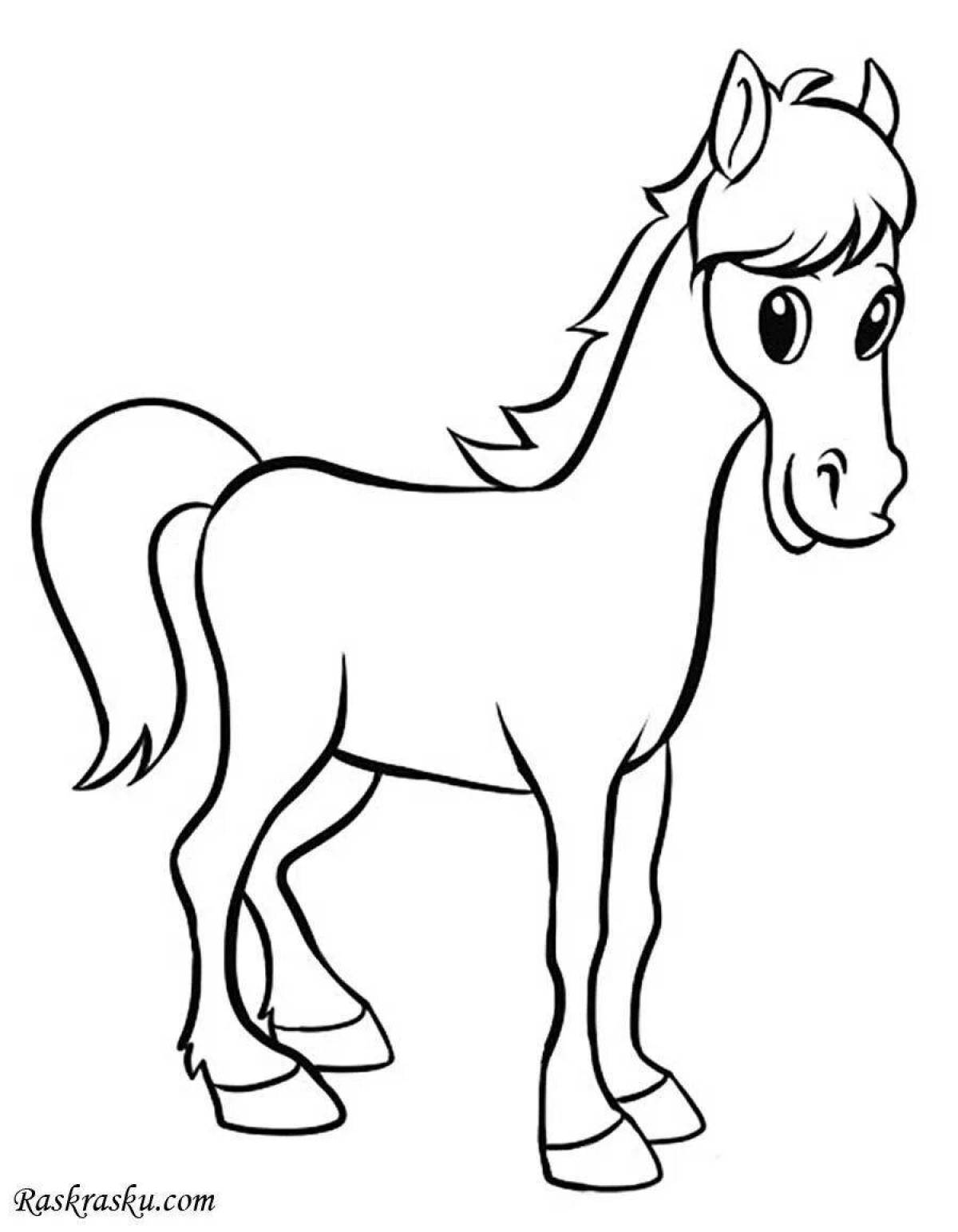 Coloring book funny cartoon horse