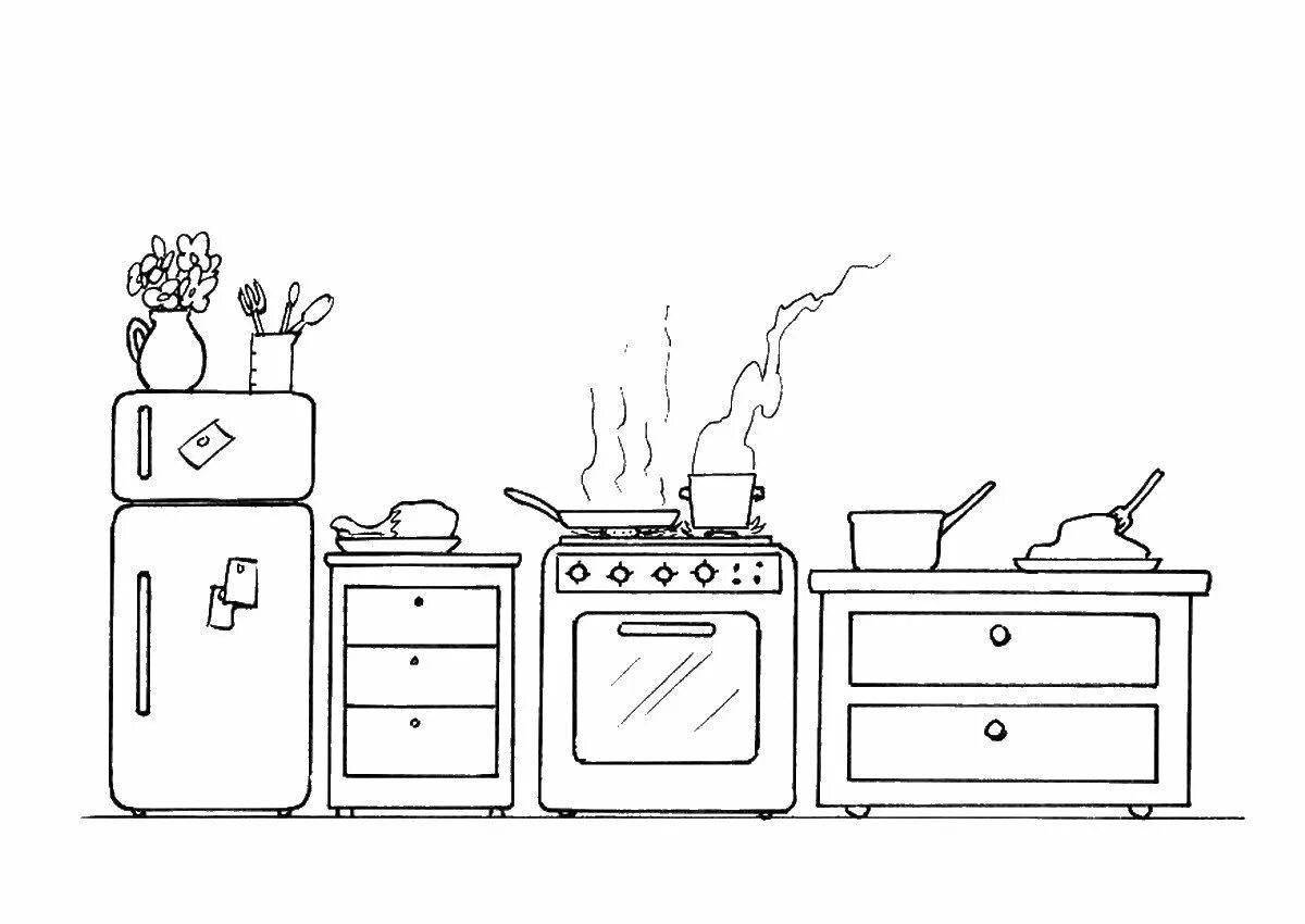 Fun cooking stove coloring page