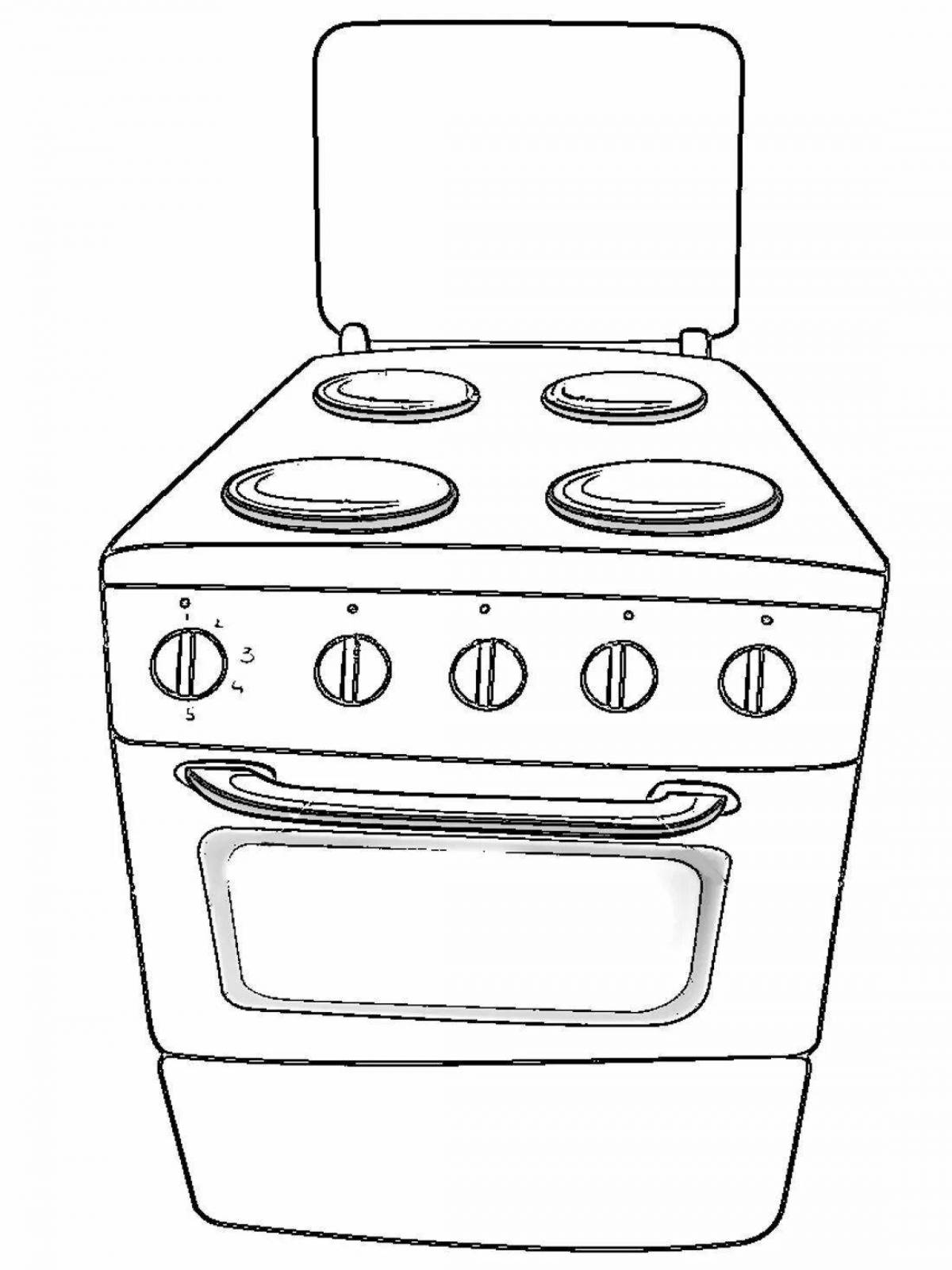Unique stove coloring page