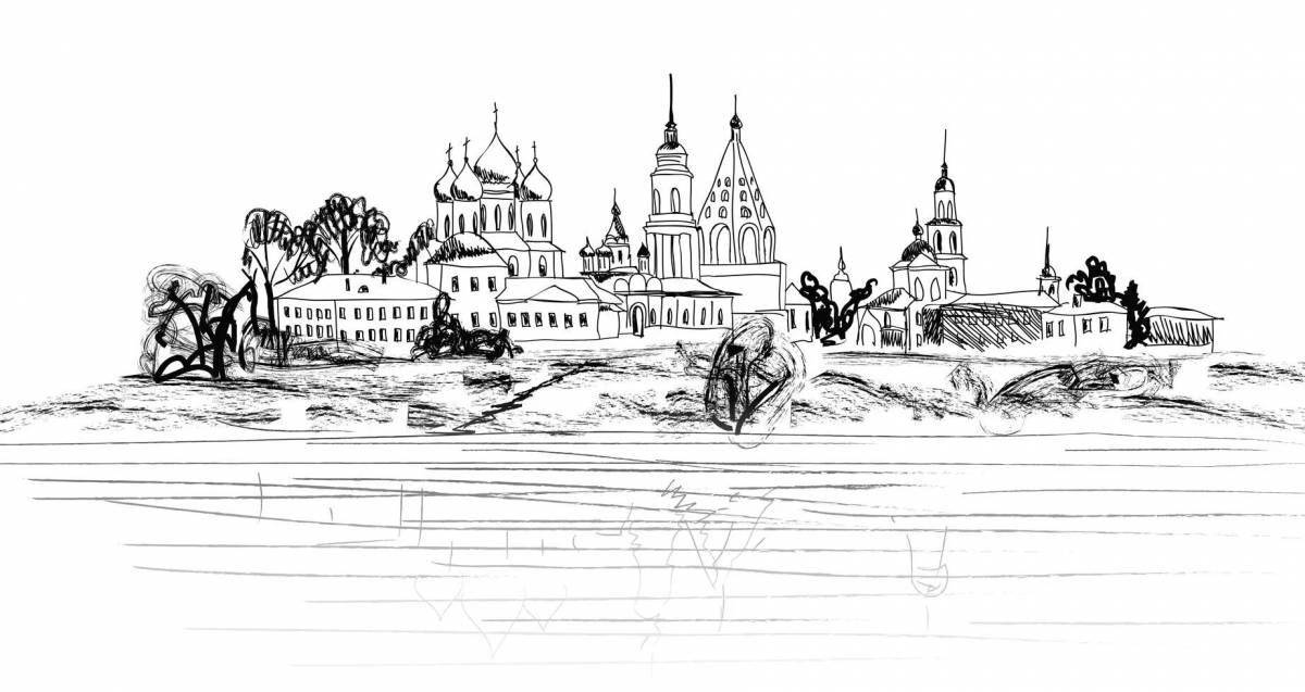 Coloring book radiant Ryazan Kremlin