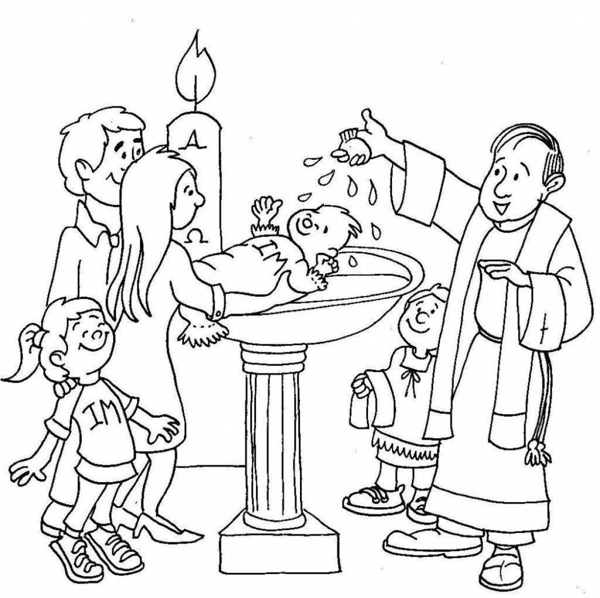 Miraculous coloring sacrament of baptism