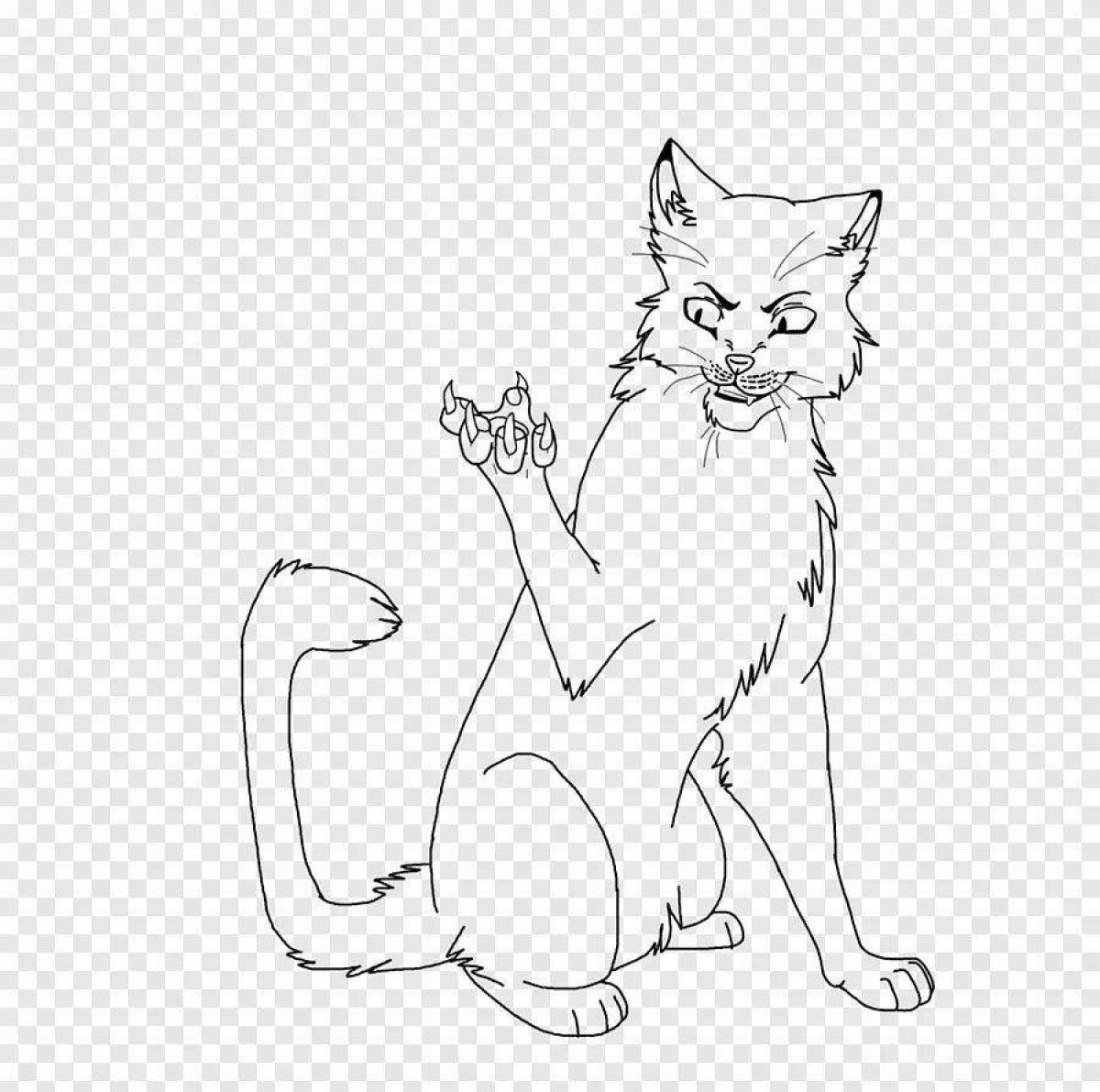 Coloring page angry cat