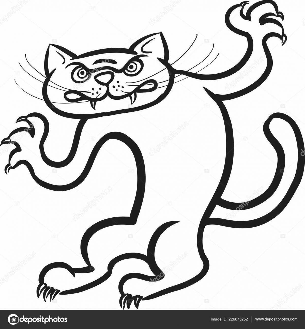 Раскраска разгневанный злой кот