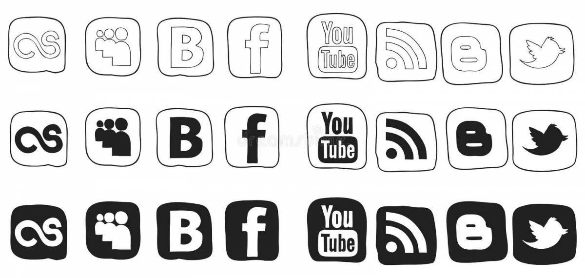 Привлекательные раскраски с логотипами социальных сетей