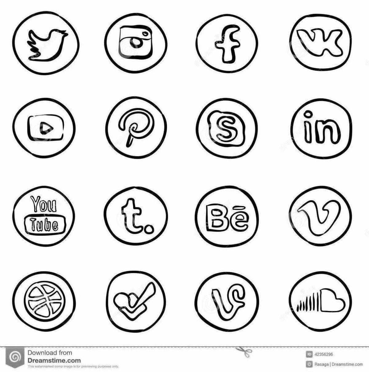 Adorable coloring pages with social media logos