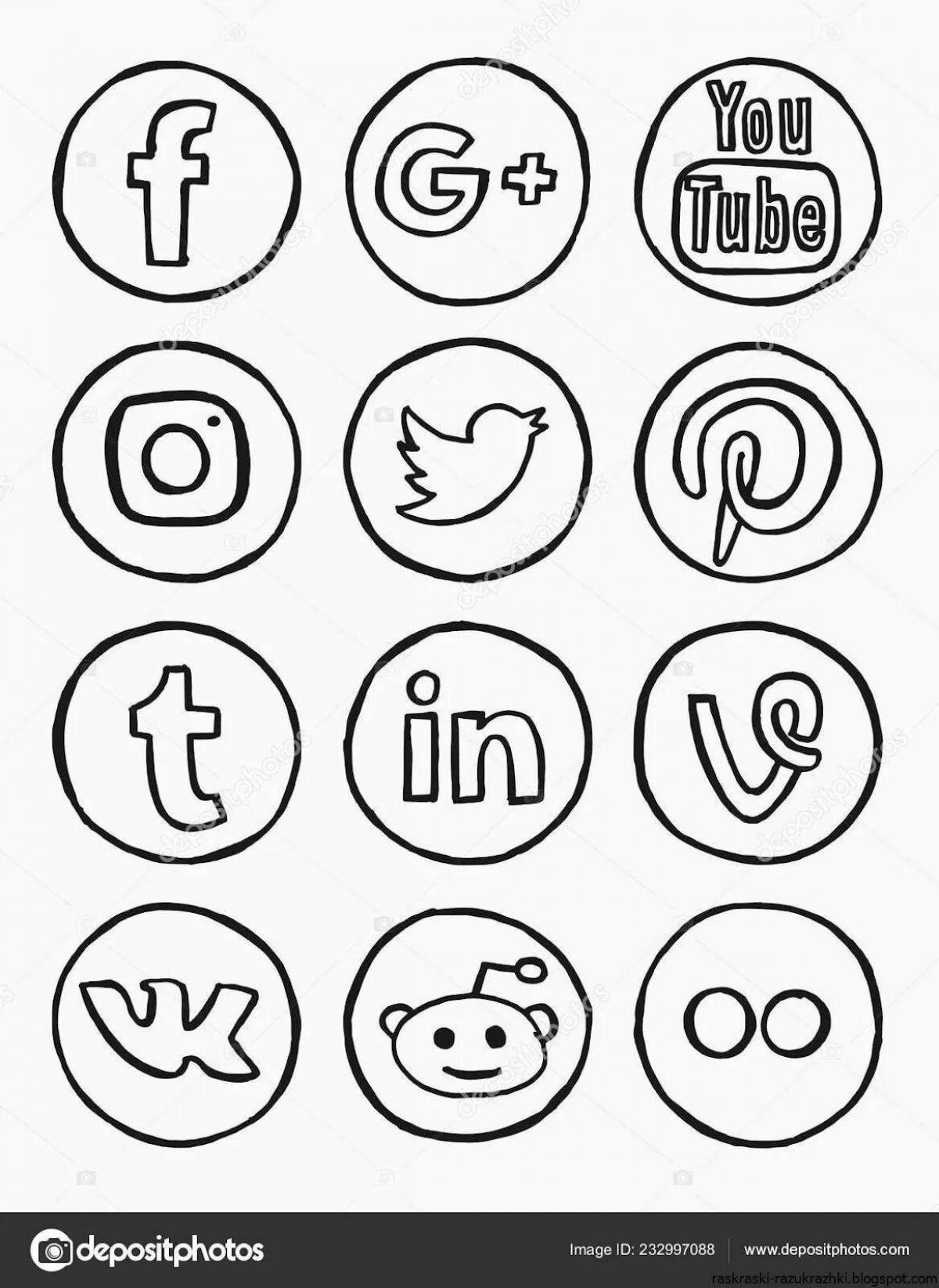 Радостная раскраска логотипы социальных сетей