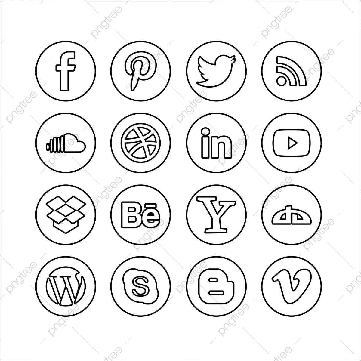 Fun coloring pages with social media logos