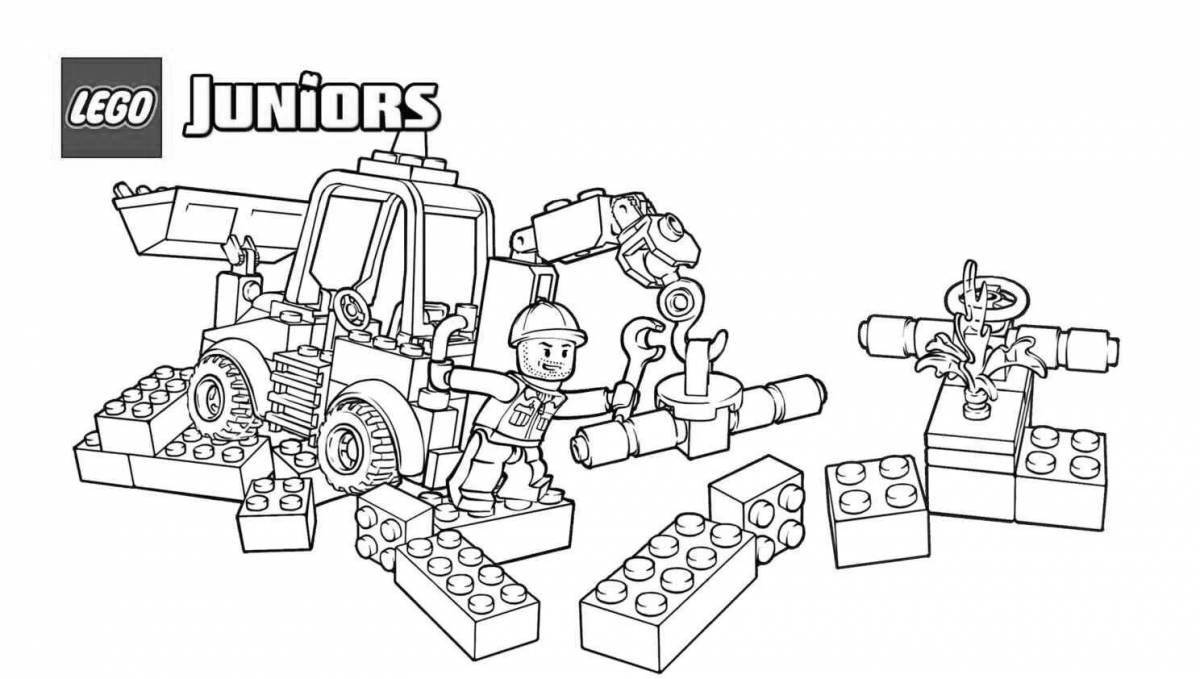 Colorful lego building coloring page