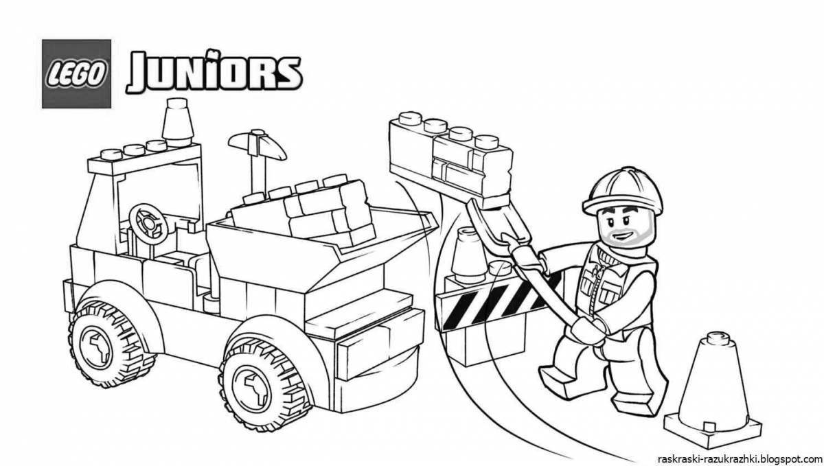 Bright lego building coloring page