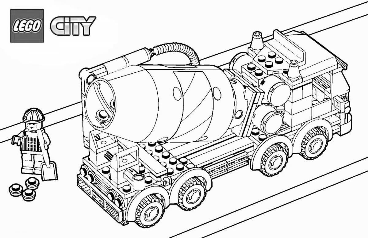 Playful lego building coloring page