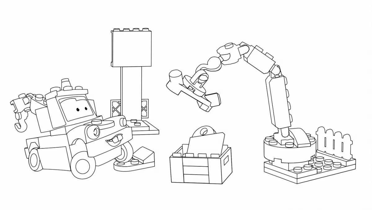 Color explosive lego building coloring page