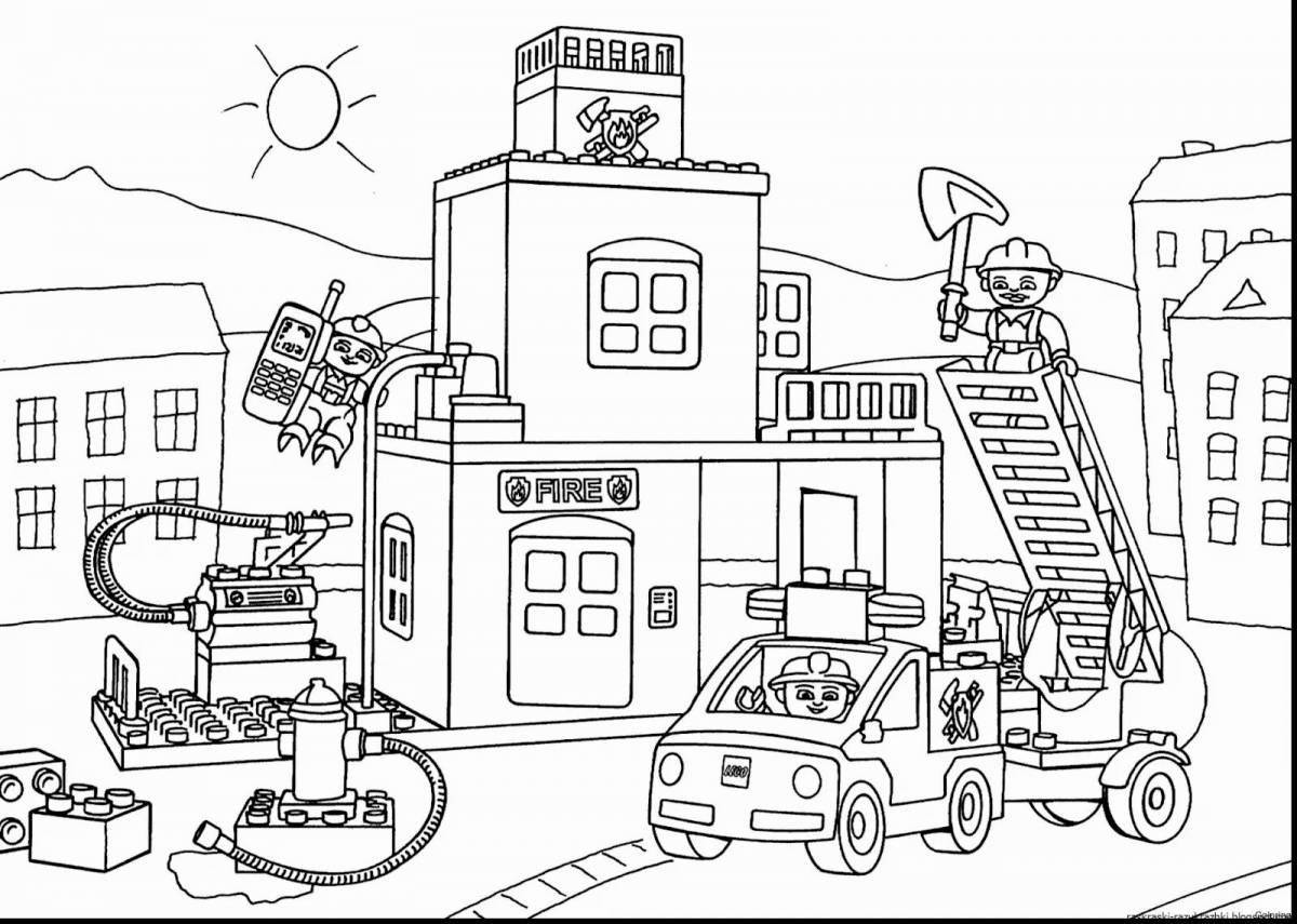 Lego building coloring page