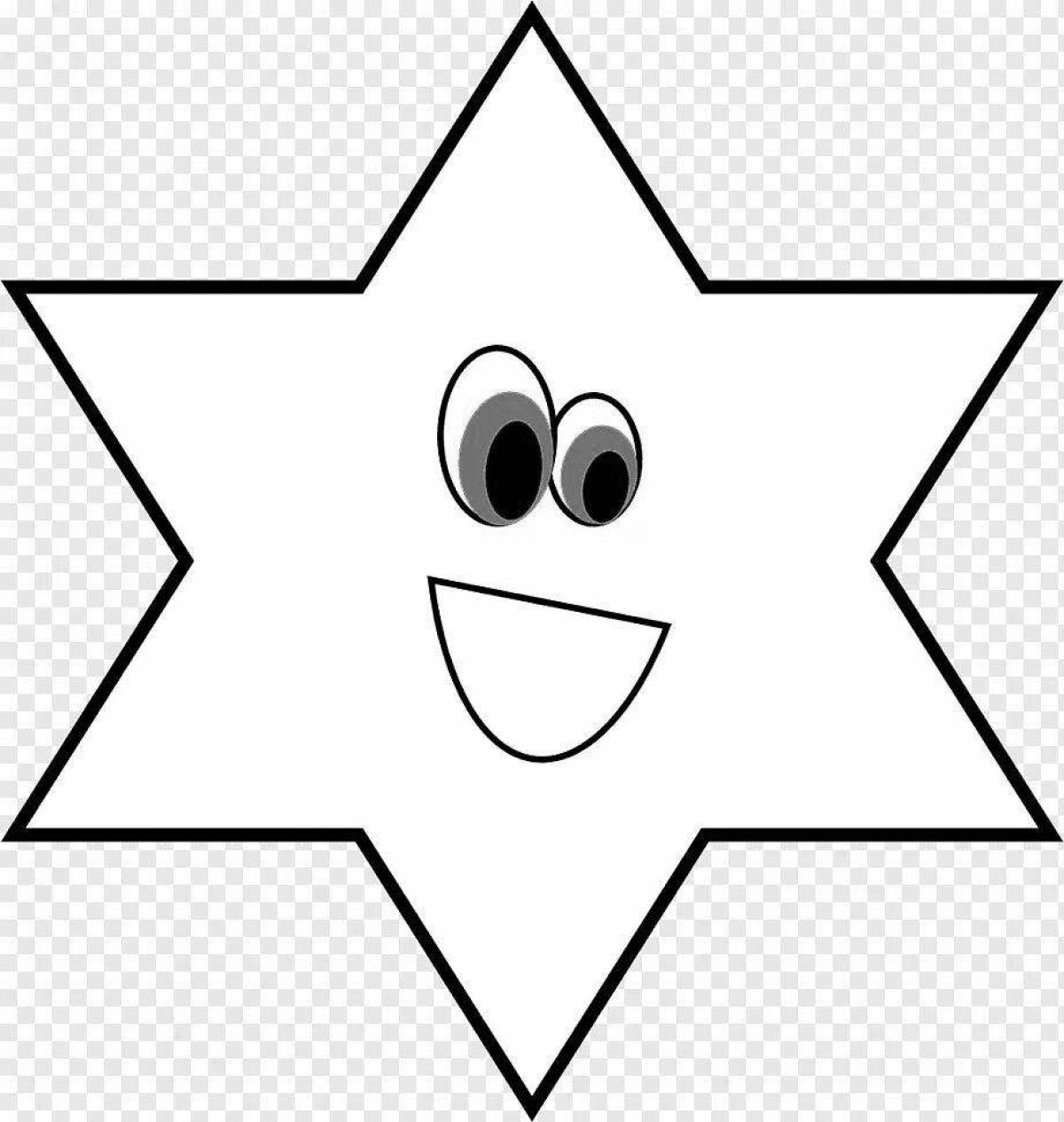 Coloring book shining six-pointed star
