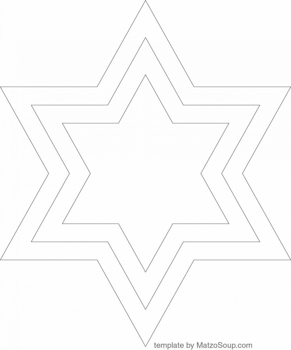 Coloring book glowing six-pointed star