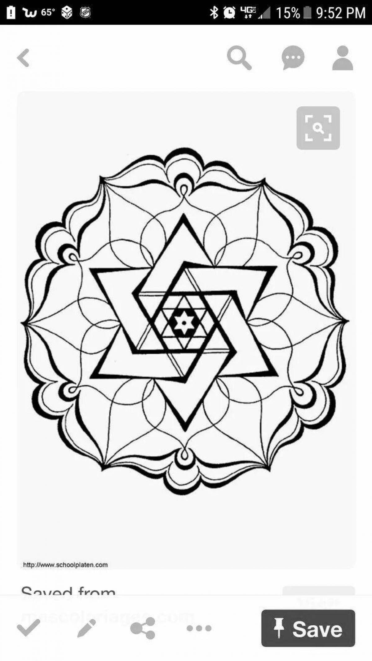 Beautiful six pointed star coloring page