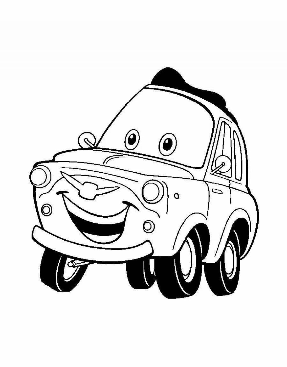 Cute sheriff's car coloring page