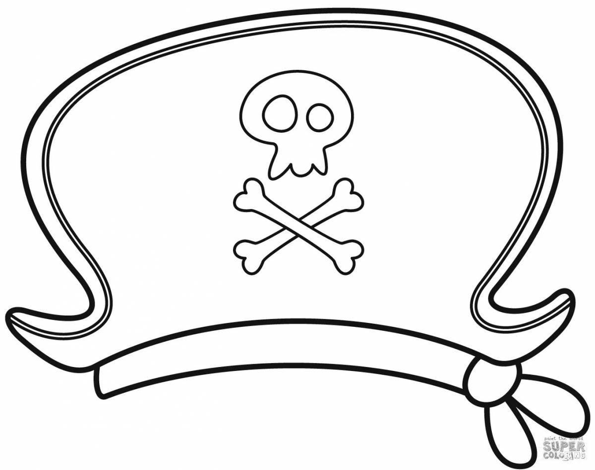 Сложная пиратская шляпа-раскраска