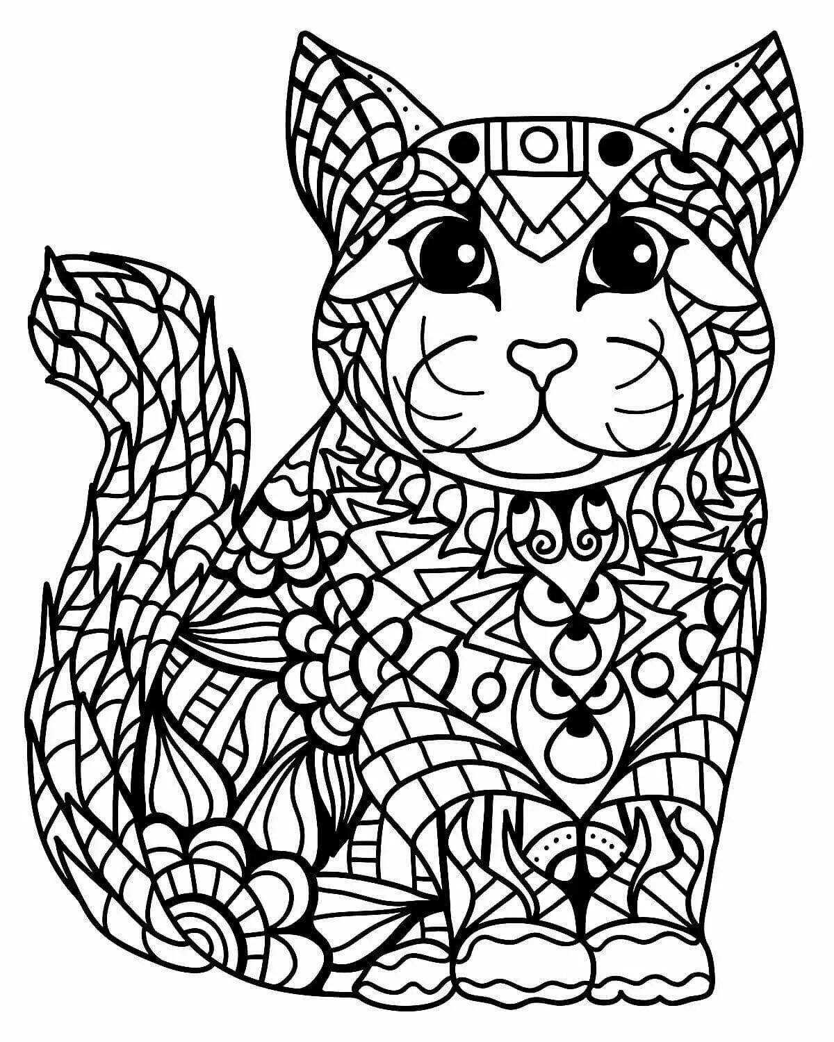 Раскраска красочная казанская кошка