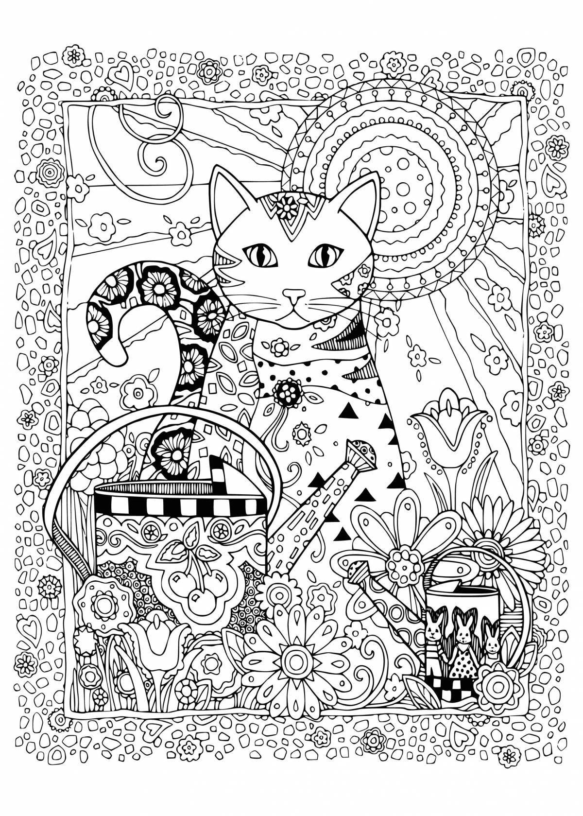 Coloring book exotic Kazan cat
