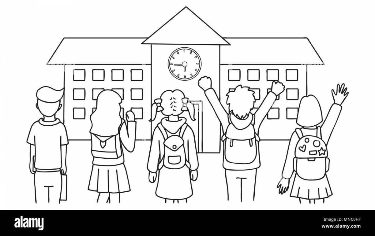 Colorful coloring page our school