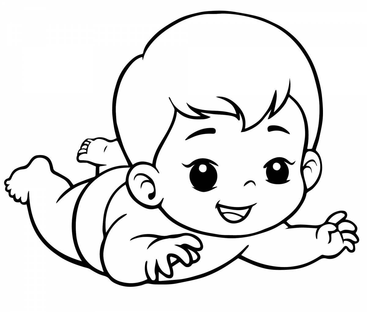 Coloring page of a sociable little child