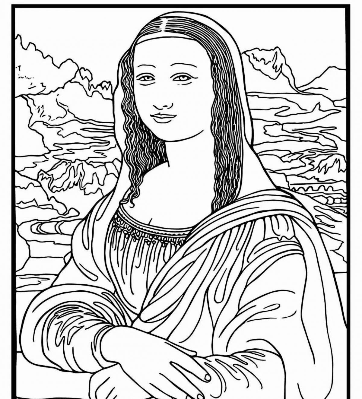 Detailed coloring pages of artists' paintings