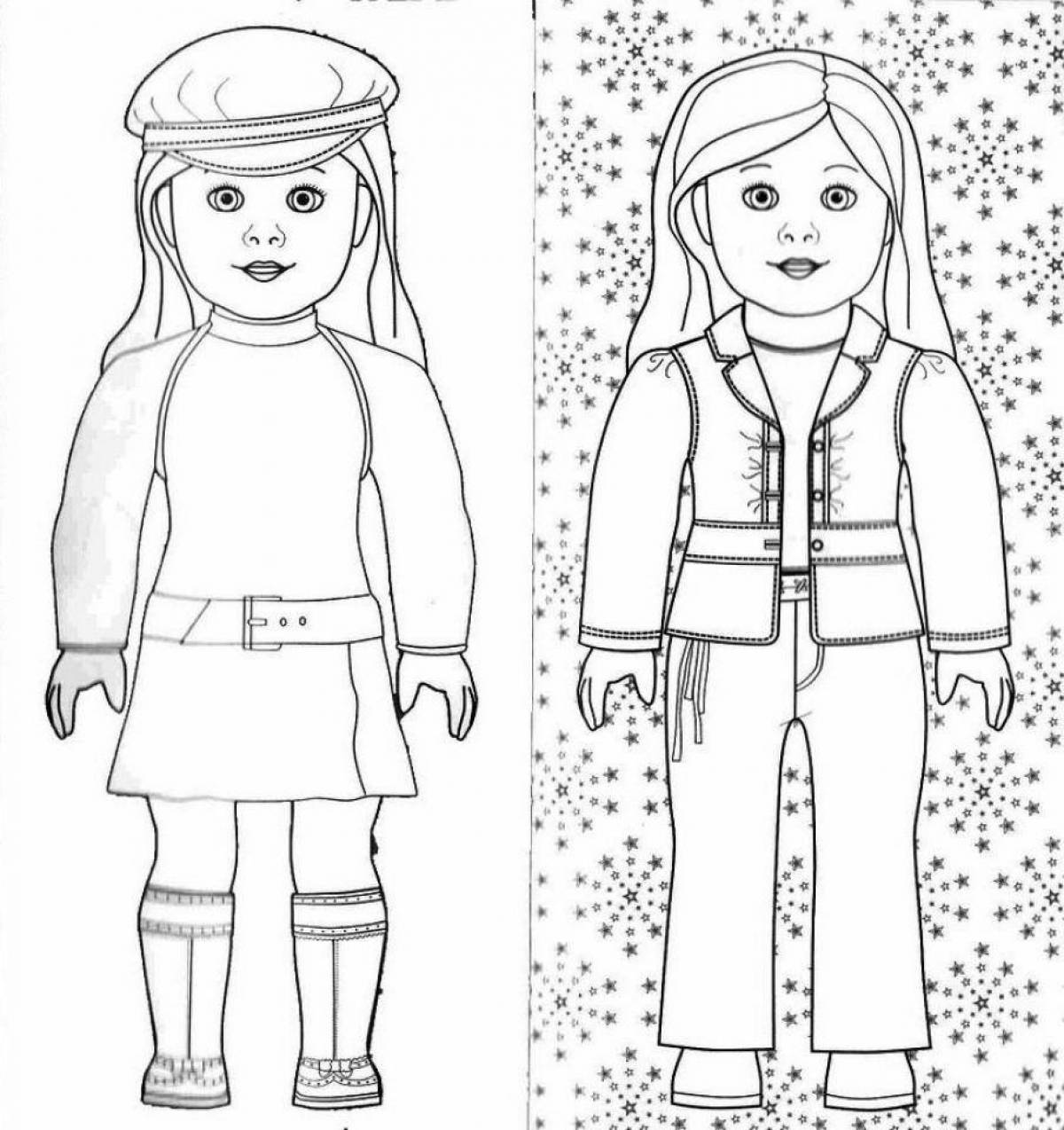 Coloring book sparkling doll