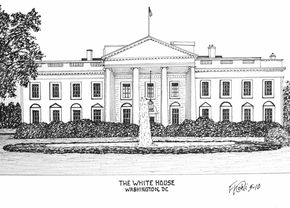 Coloring page of the majestic white house