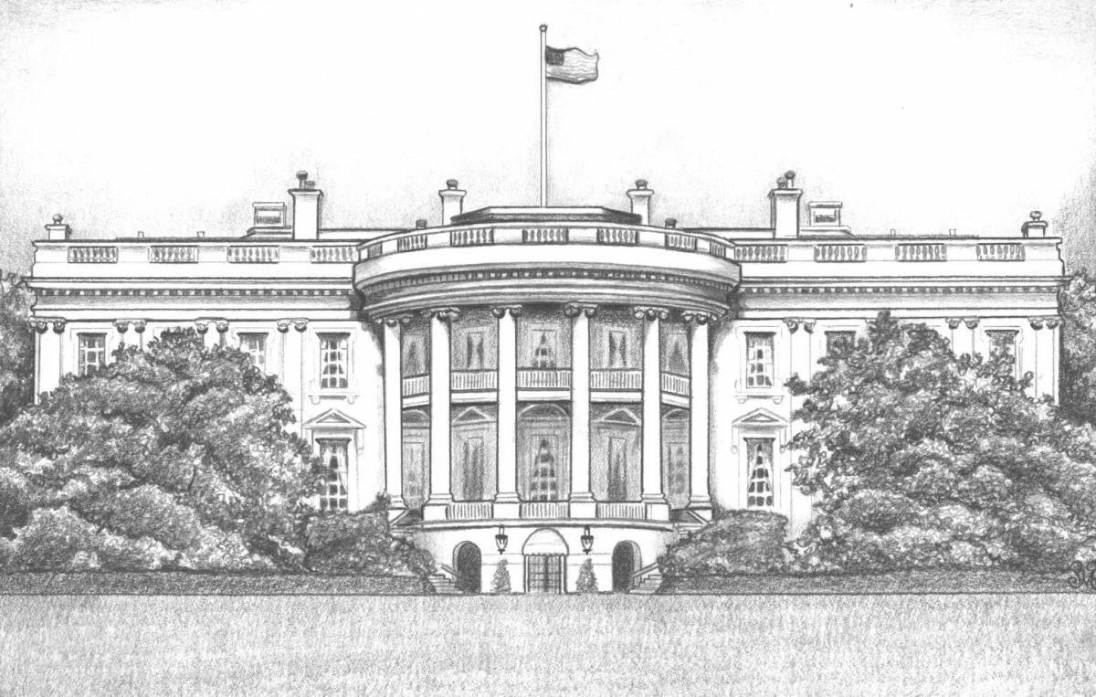 Glorious white house coloring page