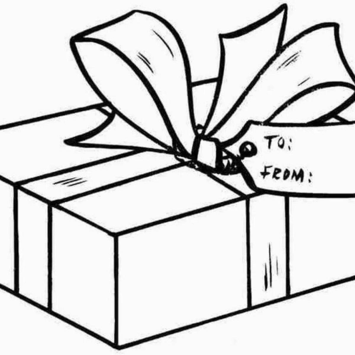 Раскраска коробка с подарком