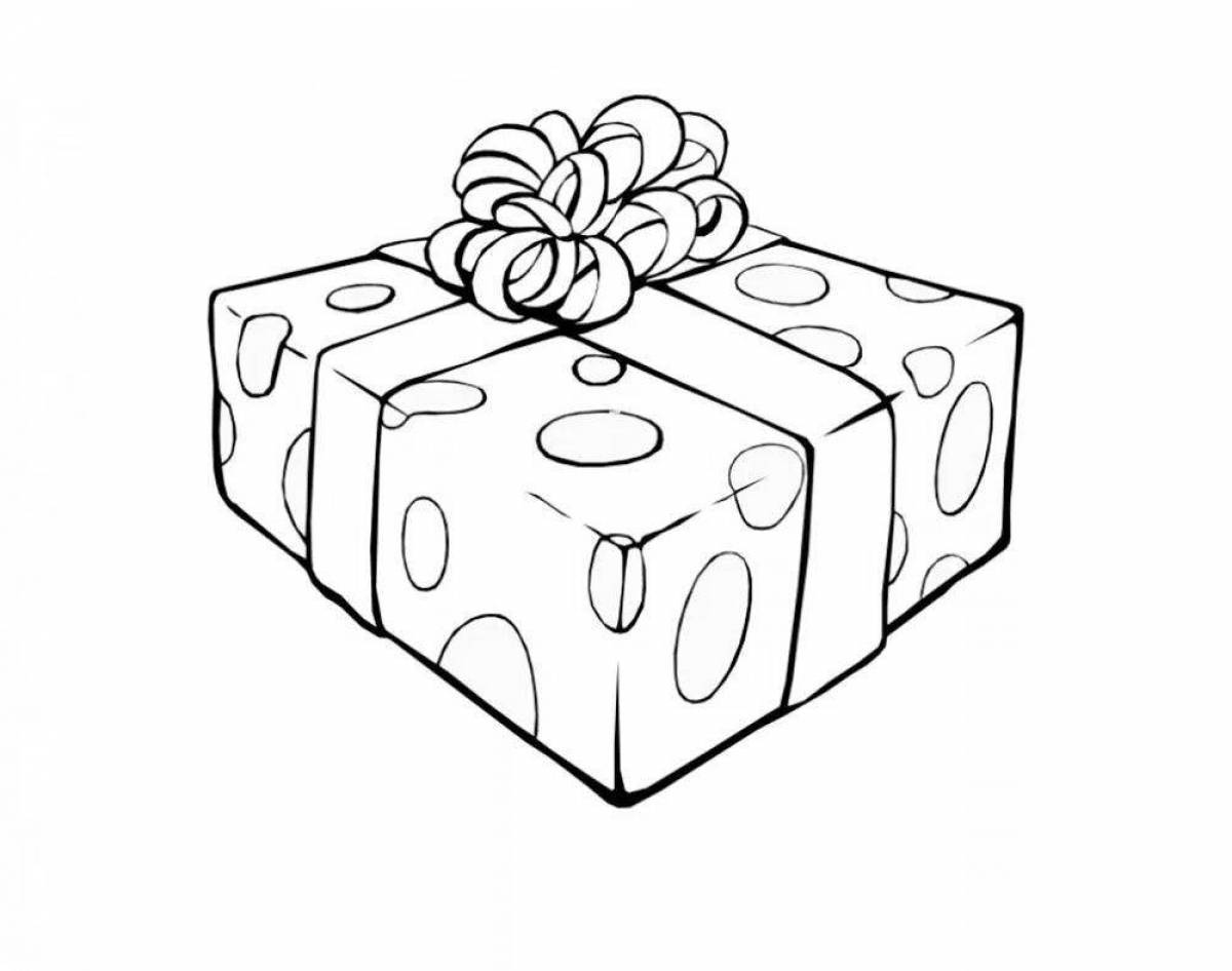 Bright coloring page with great gift