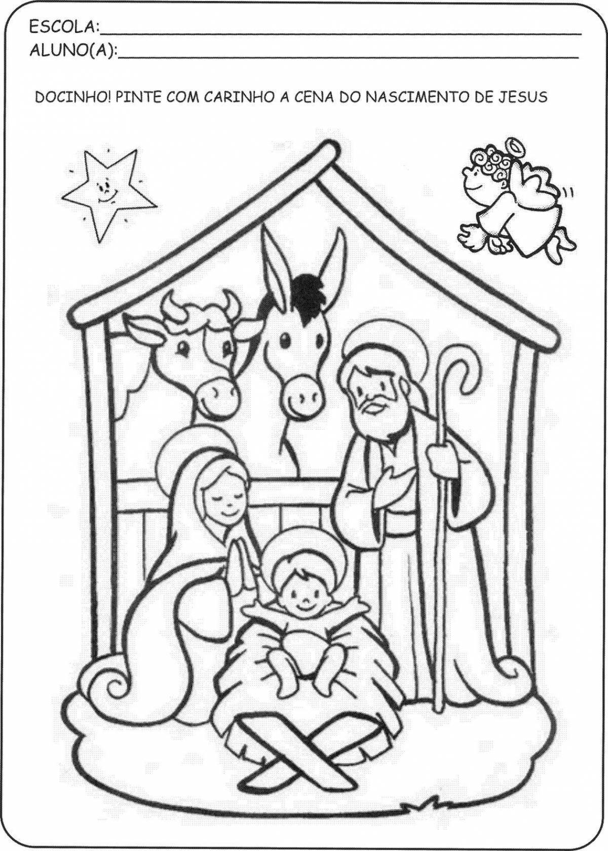 Exquisite nativity scene coloring book