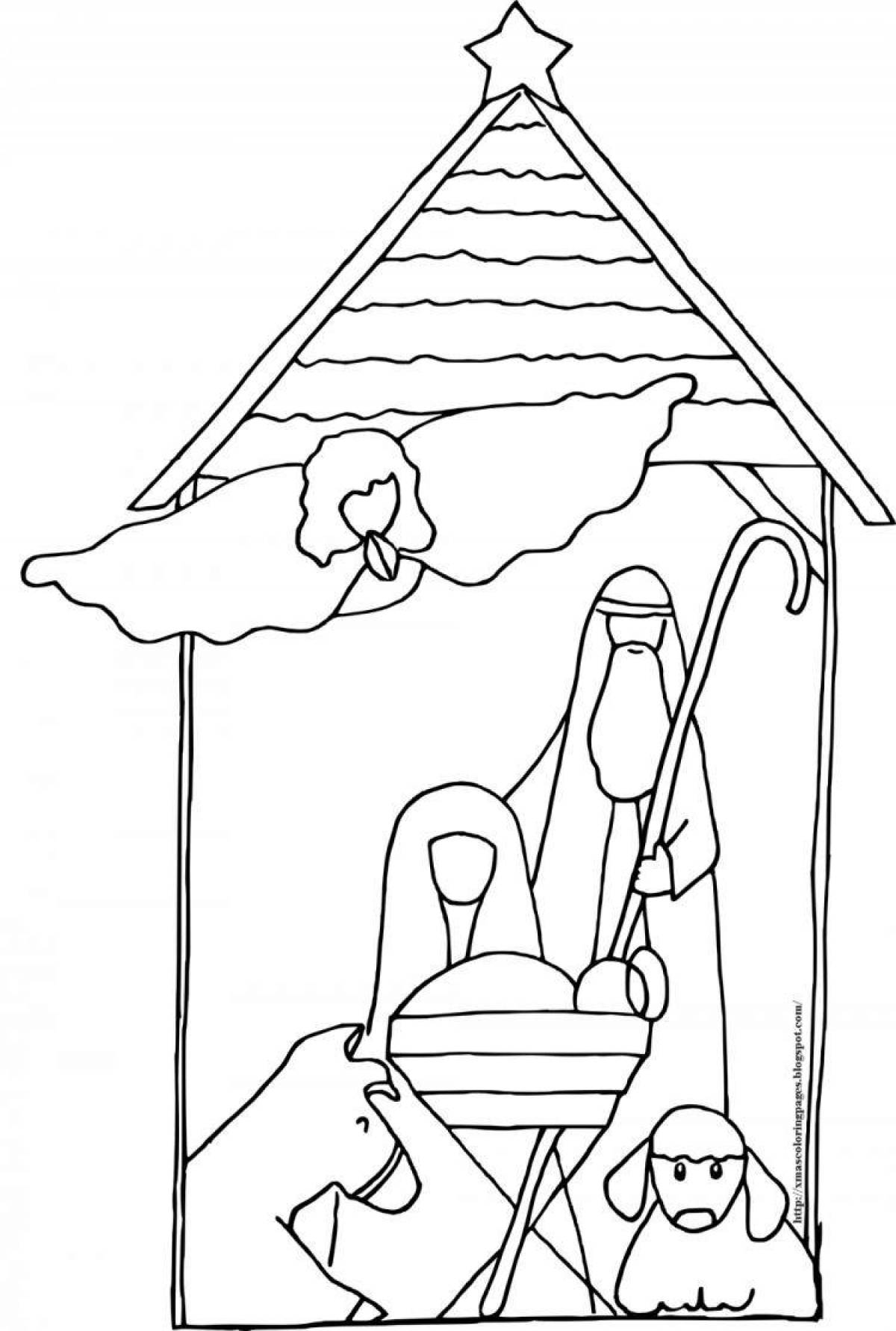 Blessed Christmas Nativity Coloring Page