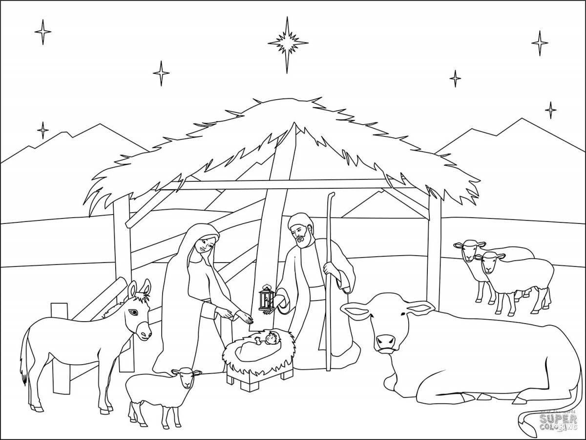 Coloring page luxury nativity scene