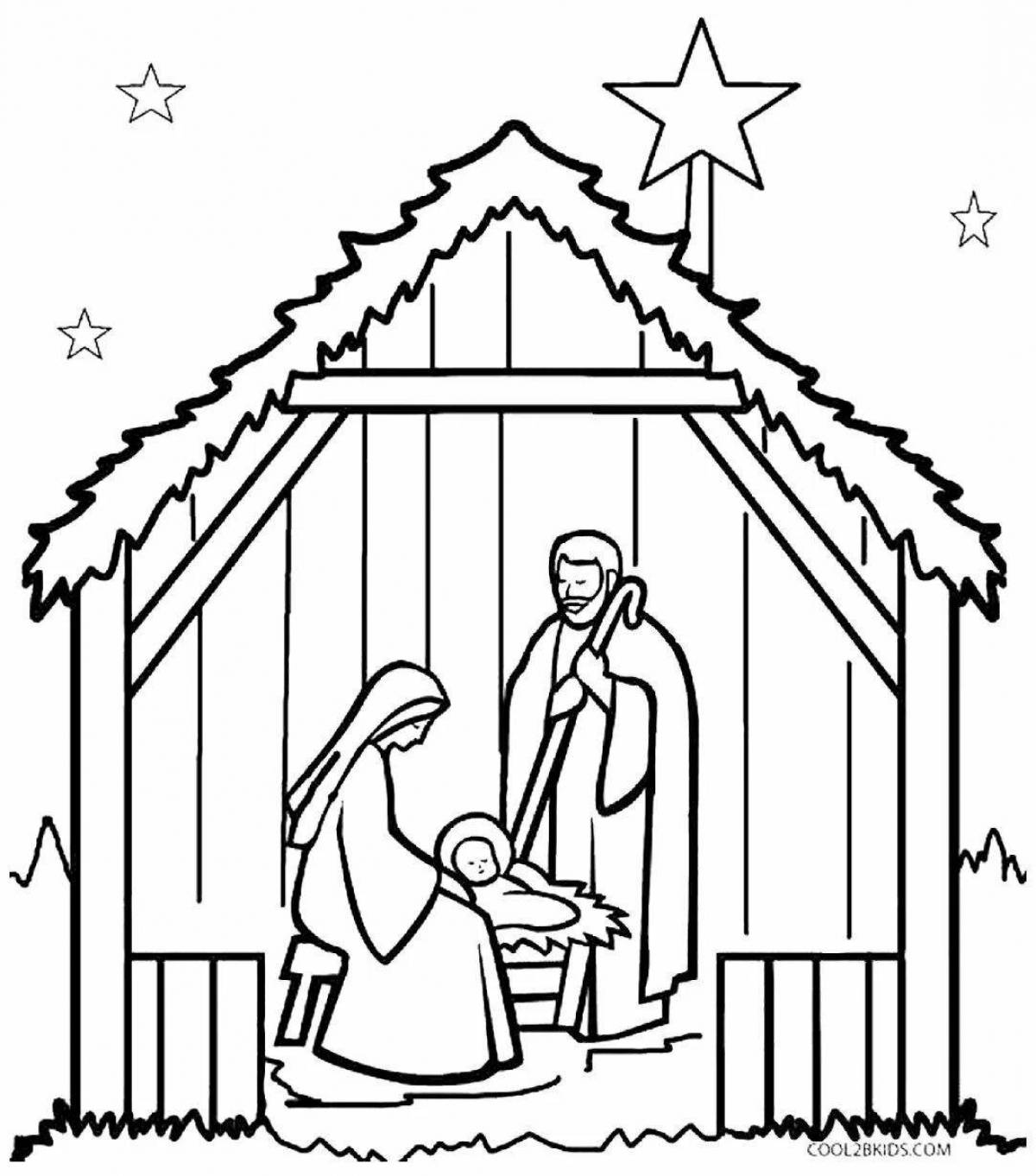 Nativity scene coloring page