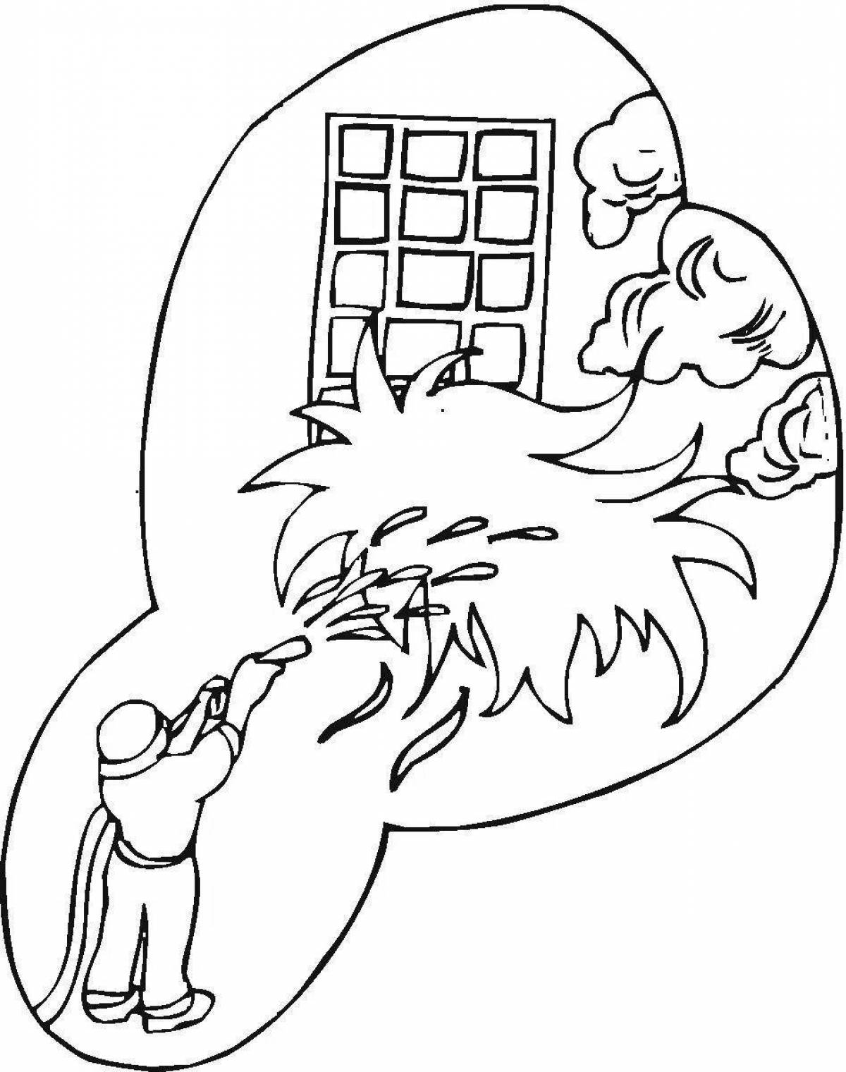 Burning fire coloring page