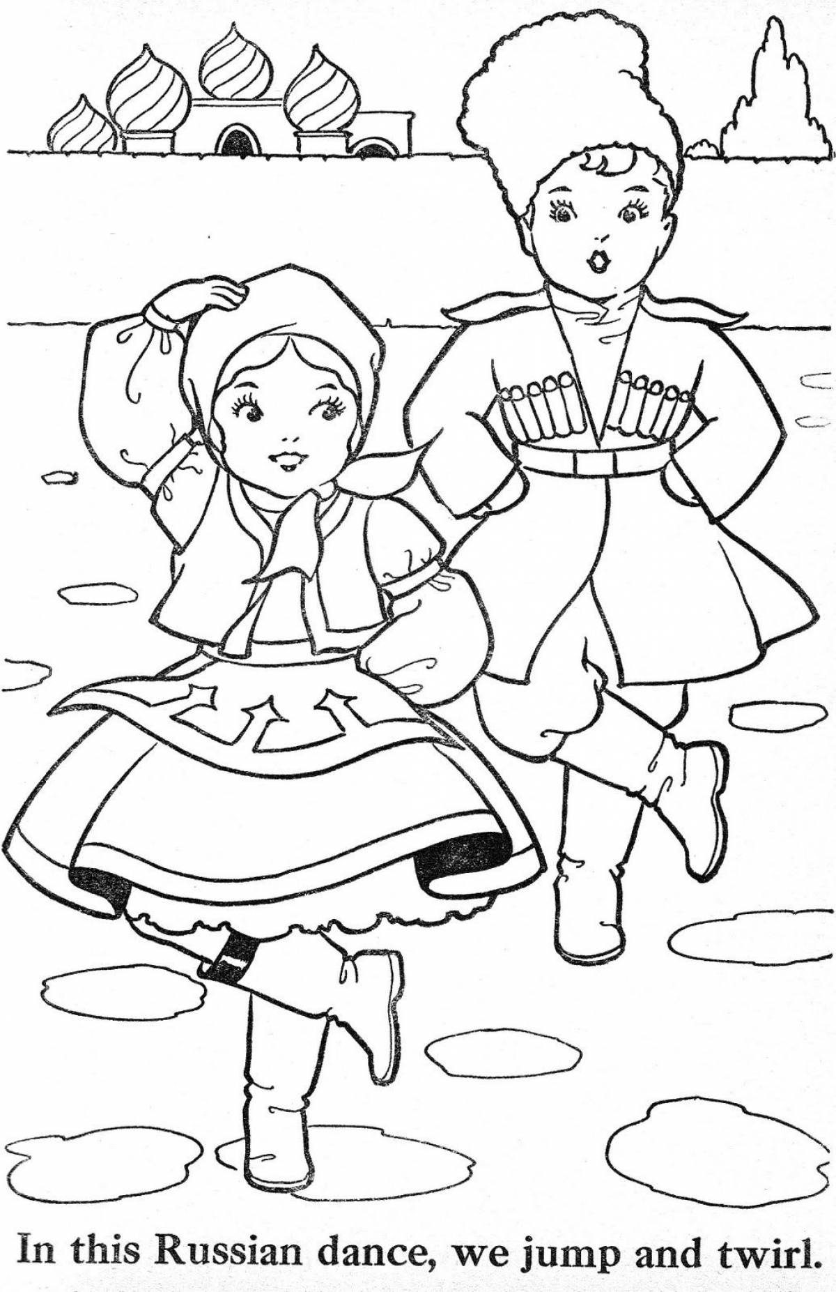 Coloring page dazzling Cossack costume