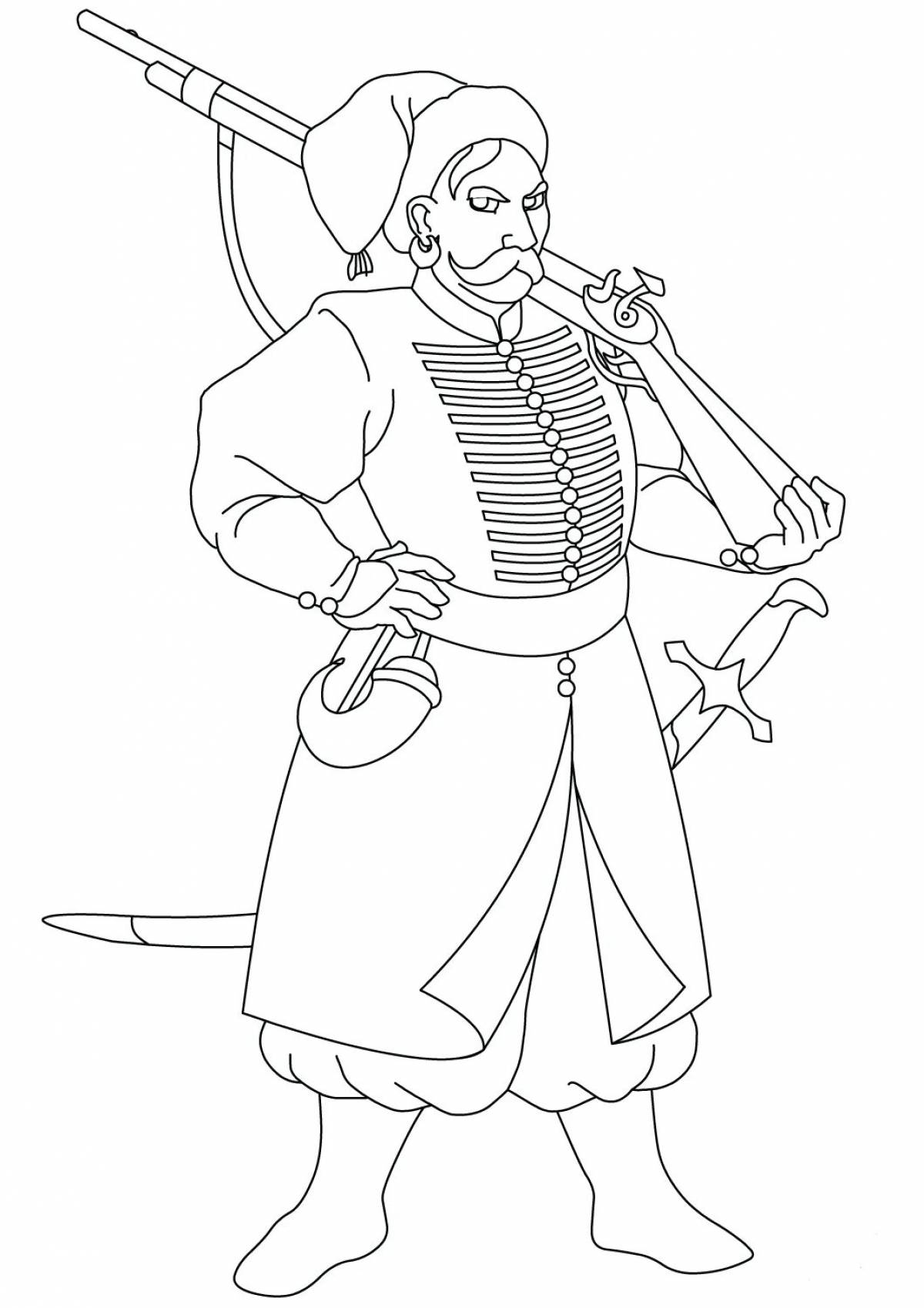 Coloring page sparkling Cossack costume