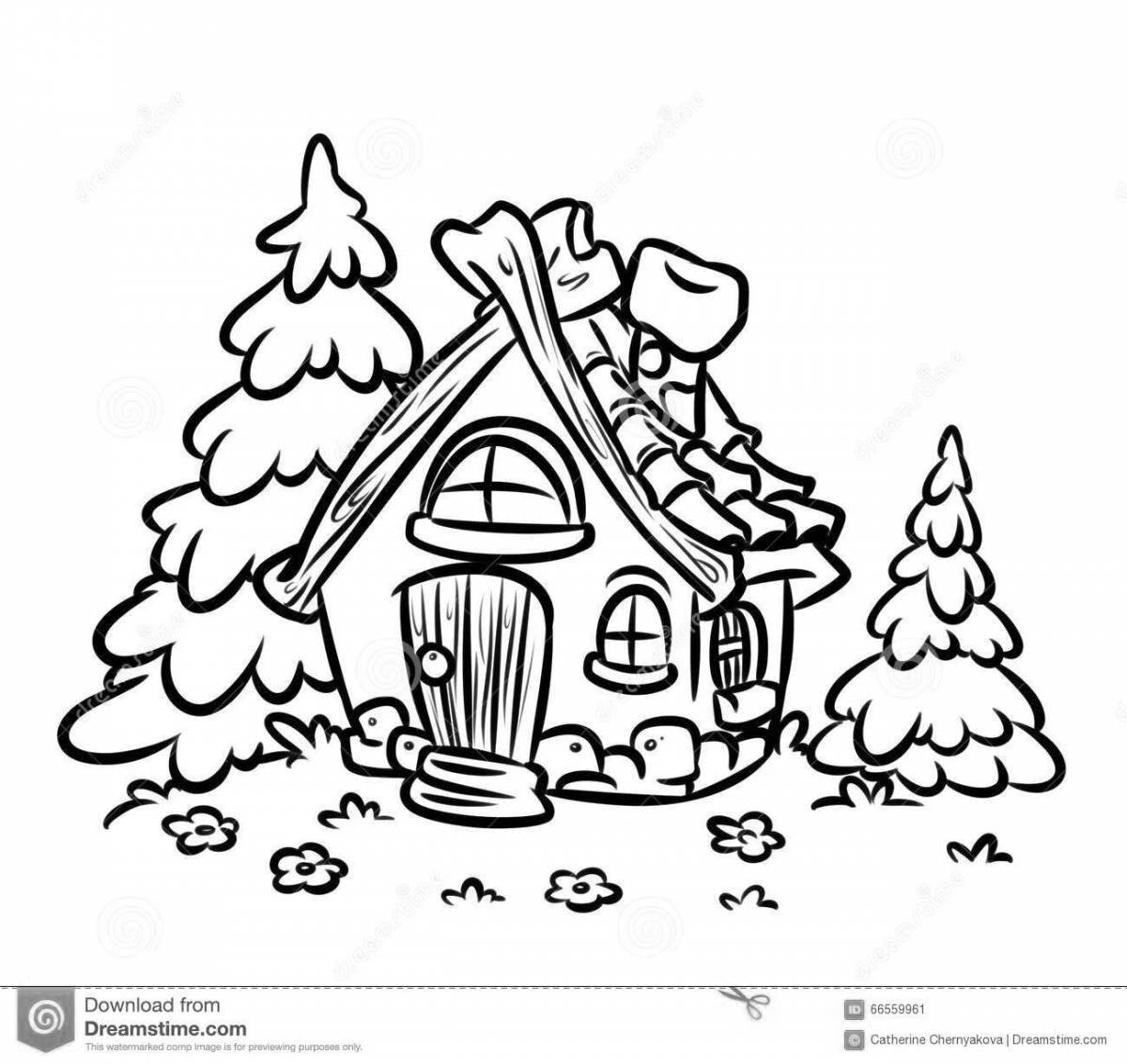 Coloring page attractive bast hut