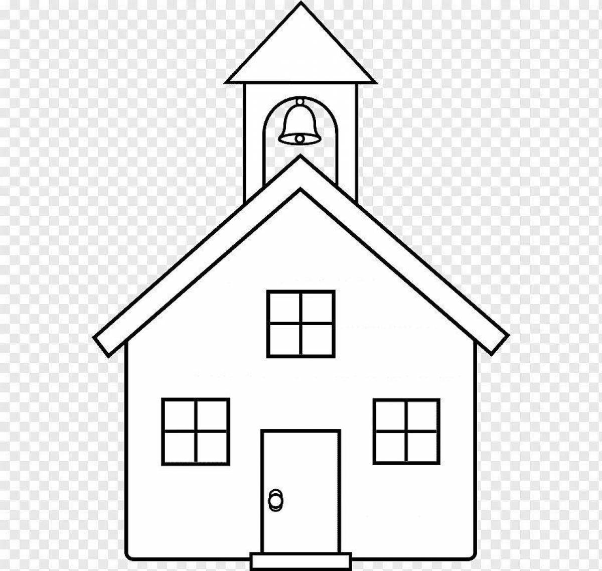 Coloring book cheerful simple house