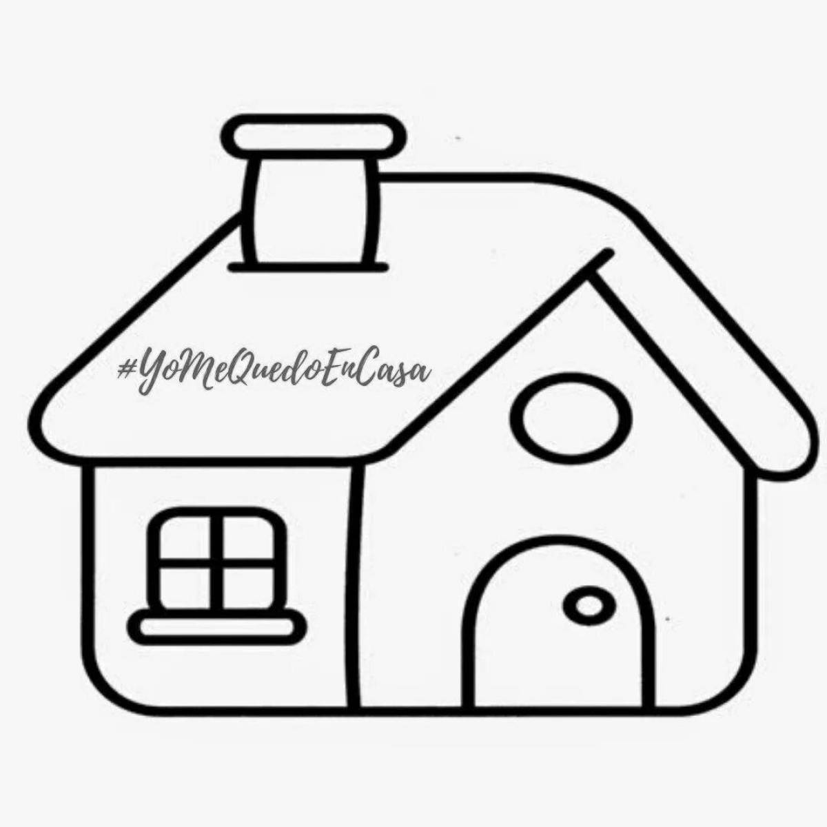 Игривая страница раскраски «простой дом»