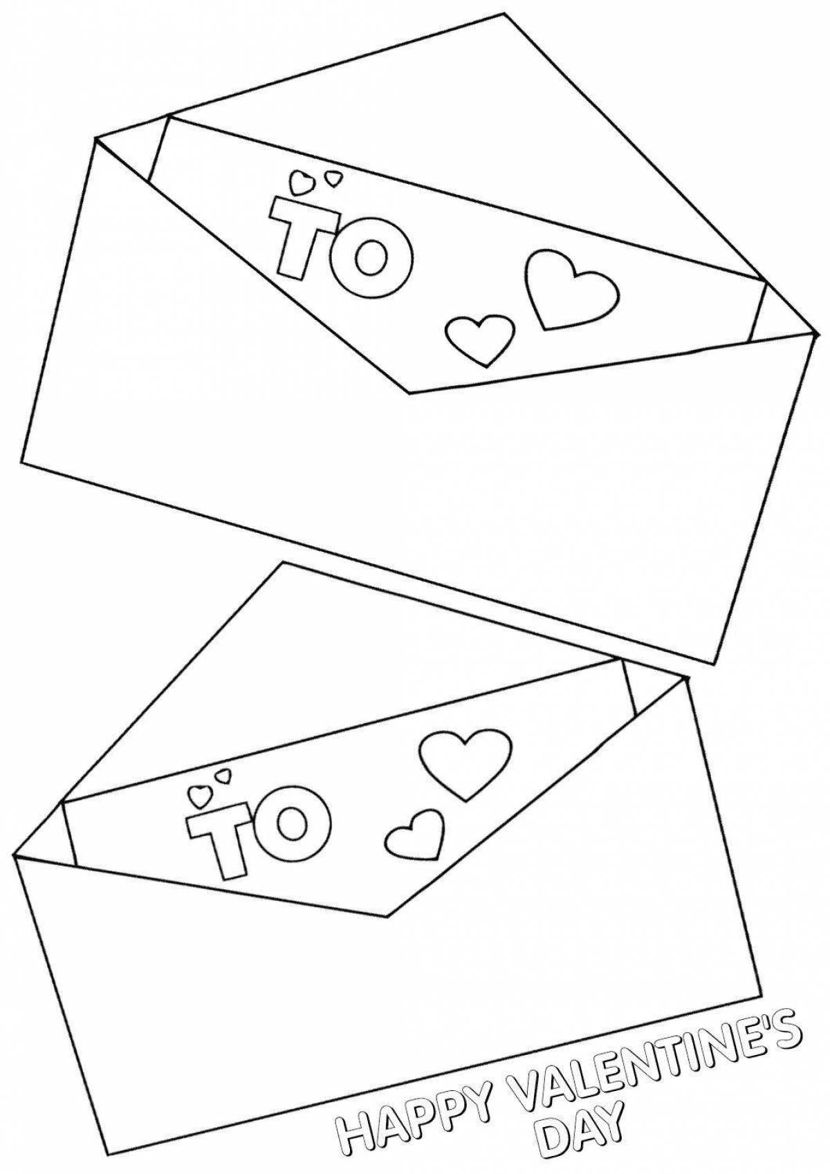 Coloring page template of bright envelope