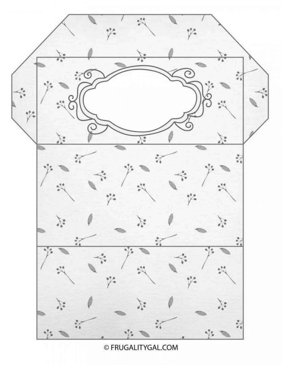 Playful envelope template coloring page
