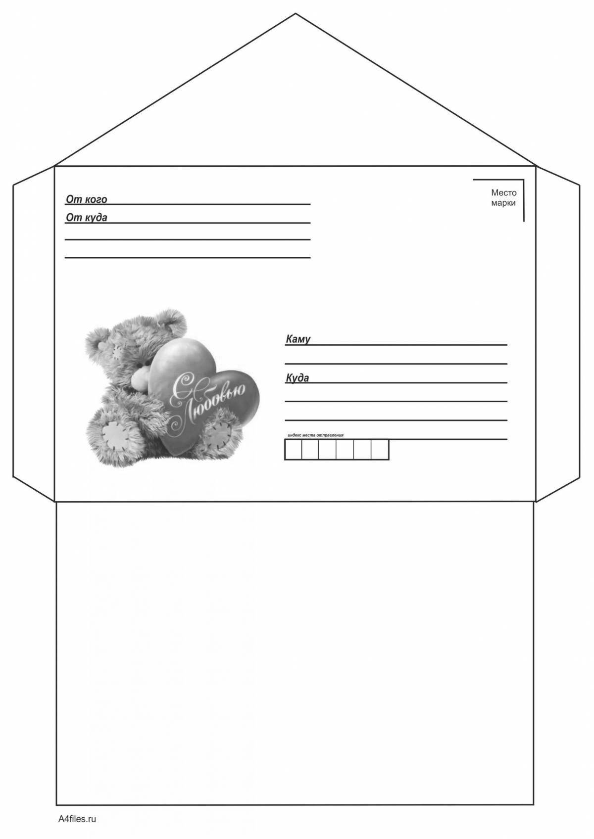 Fancy envelope template coloring page